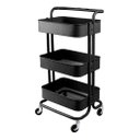 Ver imagem 1 de Carrinho Organizador Multiuso 3 Prateleiras Preto Em Aço
