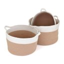 Ver imagem 6 de Cesta Decorativa Organizadora Cachepô Tecido Branco 3 Peças Allegra