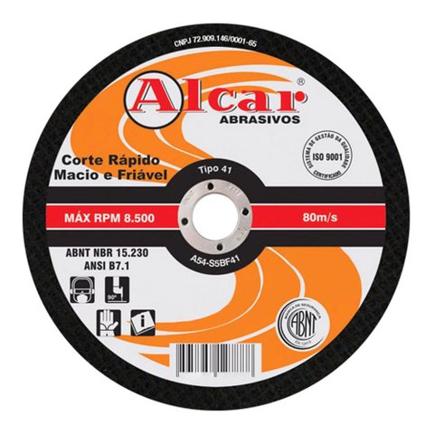 Disco de Corte Inox 4.1/2" x 1/8" x 7/8" 2 TA - Alcar DC0RN0021