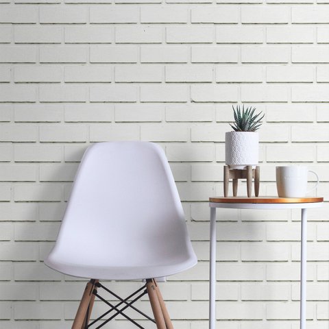 Papel de Parede Adesivo Tijolo Tijolinho Branco Gelo 10m