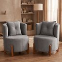Ver imagem 1 de Kit 2 Poltronas Orgânica Curva Luna Veludo Cinza - Montanaris Decor