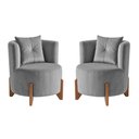 Ver imagem 4 de Kit 2 Poltronas Orgânica Curva Luna Veludo Cinza - Montanaris Decor