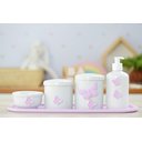 Ver imagem 1 de Kit Higiene Bebê Porcelana Borboleta Menina Lilás Quarto Bancada Banho Cuidados Recém Nascido K110