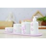 Kit Higiene Bebê Porcelana Borboleta Menina Lilás Quarto Bancada Banho Cuidados Recém Nascido K110 - 8