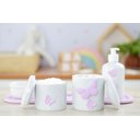 Ver imagem 2 de Kit Higiene Bebê Porcelana Borboleta Menina Lilás Quarto Bancada Banho Cuidados Recém Nascido K110