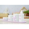 Kit Higiene Bebê Porcelana Borboleta Menina Lilás Quarto Bancada Banho Cuidados Recém Nascido K110 - 7