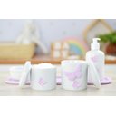 Ver imagem 3 de Kit Higiene Bebê Porcelana Borboleta Menina Lilás Quarto Bancada Banho Cuidados Recém Nascido K110