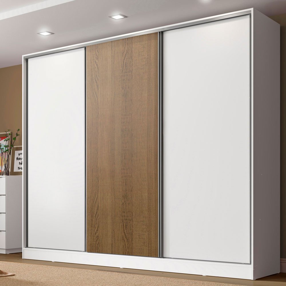 Guarda Roupa Casal 100% Mdf Madesa Royale 3 Portas de Correr - 2