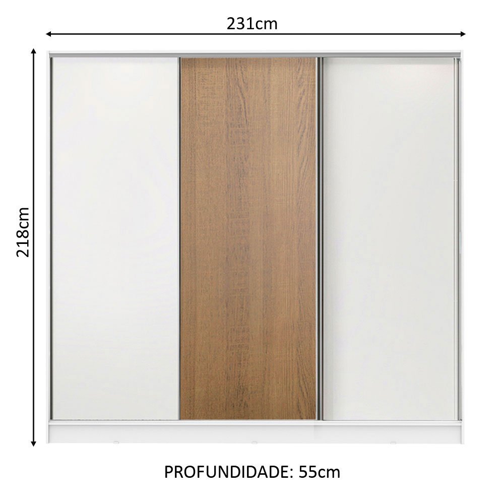 Guarda Roupa Casal 100% Mdf Madesa Royale 3 Portas de Correr - 5