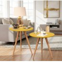 Ver imagem 1 de Conjunto Mesa Mesinha Apoio e Lateral Pés Palito Amarelo