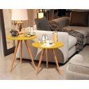 Ver imagem 2 de Conjunto Mesa Mesinha Apoio e Lateral Pés Palito Amarelo