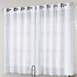 Cortina Cook Varão Cozinha Rendada c/ Forro 2,00m X 1,50m - Branca - 2