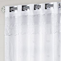 Cortina Cook Varão Cozinha Rendada c/ Forro 2,00m X 1,50m - Branca - 3