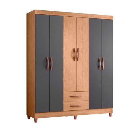 Guarda Roupa Mobi 6 Portas 2 Portas Freijo com Titanium - Albatroz