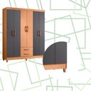 Ver imagem 5 de Guarda Roupa Mobi 6 Portas 2 Portas Freijo com Titanium - Albatroz