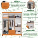 Ver imagem 4 de Guarda Roupa Mobi 6 Portas 2 Portas Freijo com Titanium - Albatroz