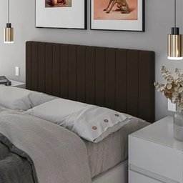 Cabeceira Suspensa Cama Box Casal Luna Suede 140x55:marrom - 1