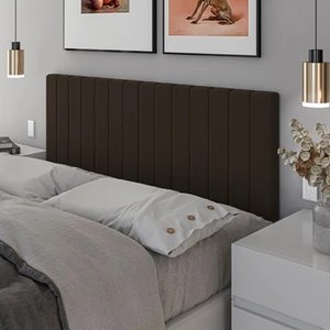Cabeceira Suspensa Cama Box Casal Luna Suede 140x55:marrom