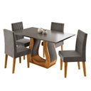 Ver imagem 2 de Conjunto Sala de Jantar 4 Lugares Retangular Palina Cinza/Mel