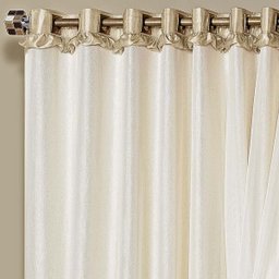 Cortina Rainha Varão Seda e Voal com Babadinhos 2,00 x 1,70m - Avelã - 2