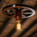 Ver imagem 7 de Pendente Luminária Lustre Roda de Carroça 33cm de Madeira Maciça - Mogno + Lâmpada