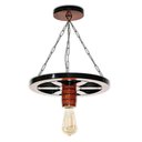 Ver imagem 6 de Pendente Luminária Lustre Roda de Carroça 33cm de Madeira Maciça - Mogno + Lâmpada