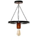 Ver mais imagens de Pendente Luminária Lustre Roda de Carroça 33cm de Madeira Maciça - Mogno + Lâmpada