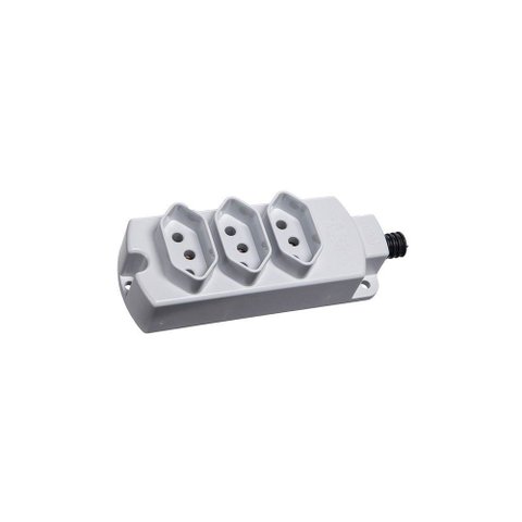 Régua com 3 Tomadas Margirius Tmu3-320 2p+t 20a Cinza Claro Bivolt