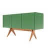Balcão Buffet Aparador Lenny 139 Cm 3 Portas Laca com Madeirado - 5