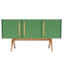 Ver imagem 1 de Balcão Buffet Aparador Lenny 139 Cm 3 Portas Laca com Madeirado