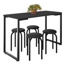 Ver imagem 1 de Mesa de Cozinha Bistrô Porto Preto 120cm com 4 Banquetas Industriais Maviê Preto - Mpozenato