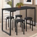 Ver imagem 2 de Mesa de Cozinha Bistrô Porto Preto 120cm com 4 Banquetas Industriais Maviê Preto - Mpozenato