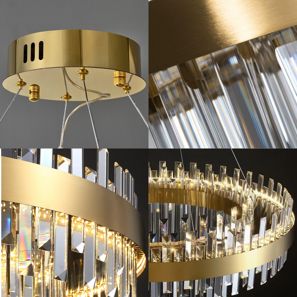 Lustre Pendente Teto 140cm X 100cm Led 3 Cores 164 Cristais Redondo Gimpo Kjdd-l-405-100cm - 7