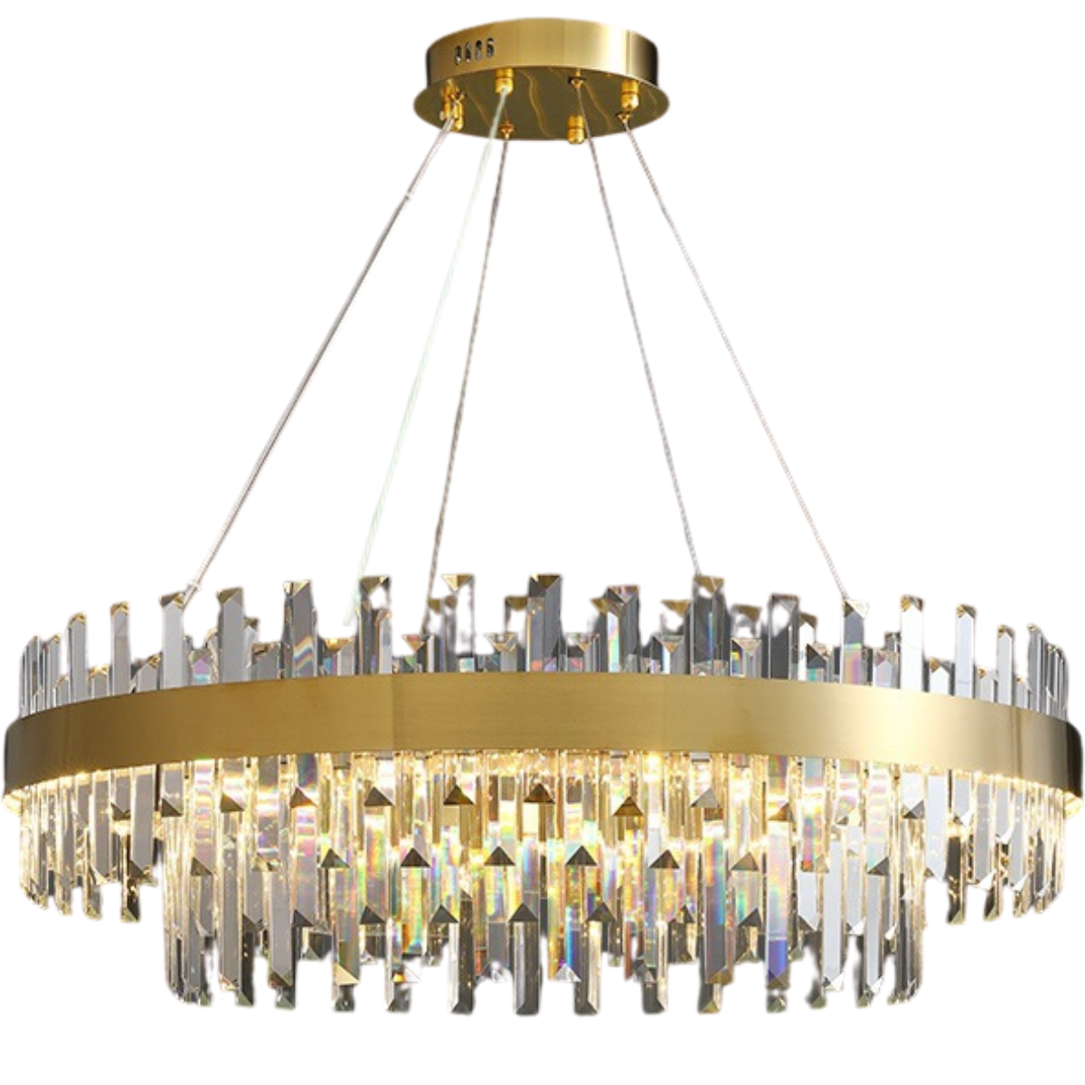 Ver imagem 1 de Lustre Pendente Teto 140cm X 100cm Led 3 Cores 164 Cristais Redondo Gimpo Kjdd-l-405-100cm