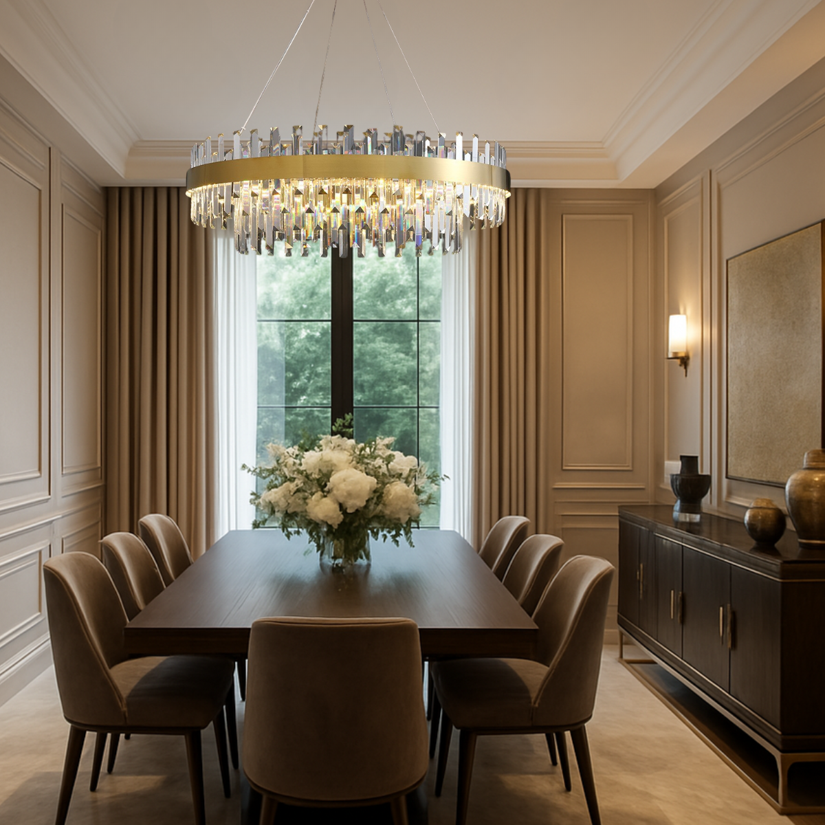 Lustre Pendente Teto 140cm X 100cm Led 3 Cores 164 Cristais Redondo Gimpo Kjdd-l-405-100cm - 10