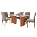 Ver imagem 2 de Mesa de Jantar 6 Lugares Ester Fernanda com Vidro Ripado Cinamomo/off White/joli - Cimol