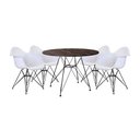 Ver imagem 1 de Conjunto Mesa de Jantar Redonda 90cm Amêndoa com 4 Poltronas Pretas Ferro Preto Marrom