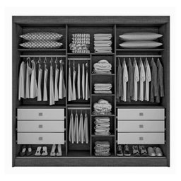 Guarda-Roupa Casal com Espelho New Dallas 03 Portas D'Doro Móveis - Cinamomo Grafite D'Doro Móveis - 6