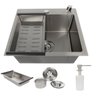 Cuba Gourmet Quadrada Aço Inox 304 Escovada 44x44 Acessórios - 1