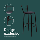 Ver imagem 4 de Kit 3 Banquetas para Balcão Bancada Cozinha Bistrô Ilhas Gourmet Bares Banco Flórida Preta