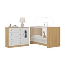 Ver imagem 2 de Berço 3 em 1 para Colchão 130x60cm com Cômoda 1 Porta 4 Gavetas Amora Multimóveis Mp4759