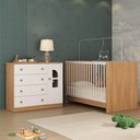 Ver imagem 1 de Berço 3 em 1 para Colchão 130x60cm com Cômoda 1 Porta 4 Gavetas Amora Multimóveis Mp4759