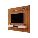 Ver imagem 3 de Painel com Bancada para Tv até 75 Polegadas Ripado Dj Móveis Trento 275 Freijó Off