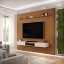 Ver imagem 1 de Painel com Bancada para Tv até 75 Polegadas Ripado Dj Móveis Trento 275 Freijó Off