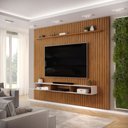 Ver imagem 2 de Painel com Bancada para Tv até 75 Polegadas Ripado Dj Móveis Trento 275 Freijó Off