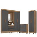Ver imagem 1 de Guarda Roupa Casal Capela com Cômoda Lite 4 Gavetas 01 Porta e Armário Multiuso Lite Nature Cinza – 