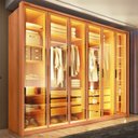 Ver imagem 1 de Guarda-Roupa Casal 6 Portas 6 Gavetas Vidro Reflecta LED MDF Inside Yescasa Marrom Freijó