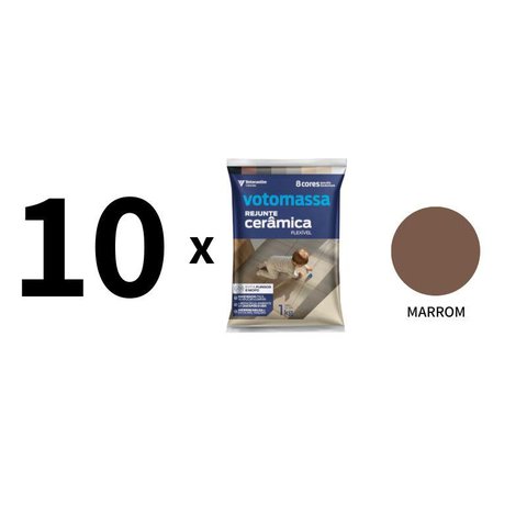 Kit 10 Sacos de Rejunte Flex Votomassa Marrom 1 Kg