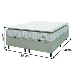 Cama Box Colchão Baú Casal Queen Molas Ensacadas City Pillow Top 158x198x64cm Branco / Bege Hellen - 4