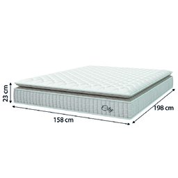 Cama Box Colchão Baú Casal Queen Molas Ensacadas City Pillow Top 158x198x64cm Branco / Bege Hellen - 5